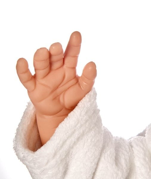 Renates' Puppenstube Moritz ze stawami w rękach - lalka treningowa do nauki noszenia w chustach i nosidłach