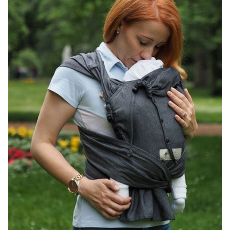 Storchenwiege wrap baby carrier graphite - nosidło hybrydowe regulowane