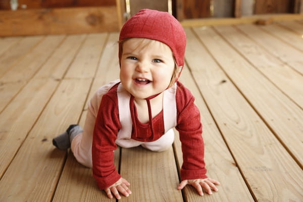Wełniana czapka pilotka -NUI ORGANICS - różowy