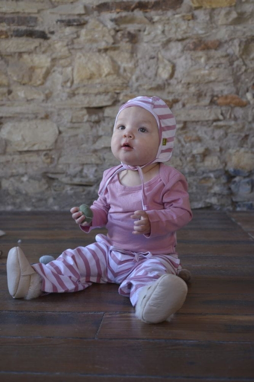 Wełniana czapka pilotka -NUI ORGANICS - różowy