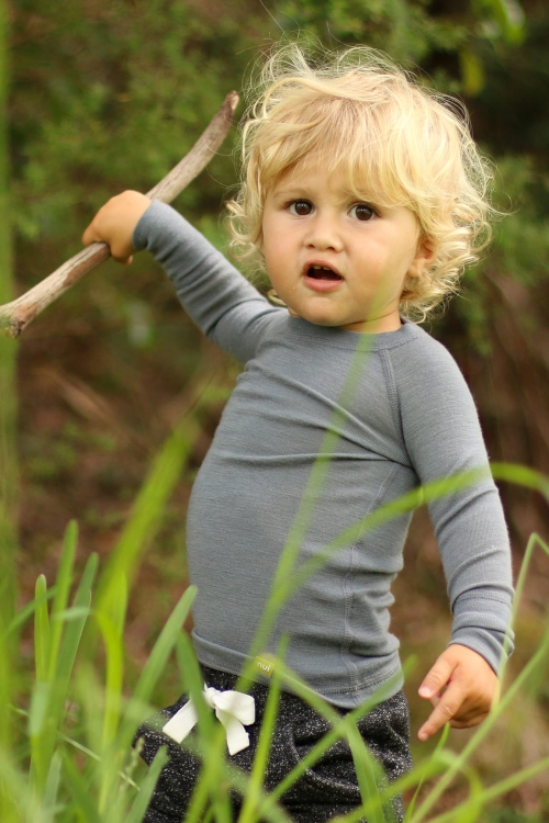 Wełniana bluzka termoaktywna dla niemowląt - NUI ORGANICS - stalowy