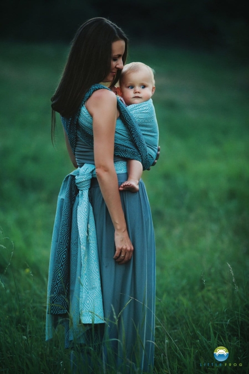 Little Frog stormy cube- chusta tkana długa