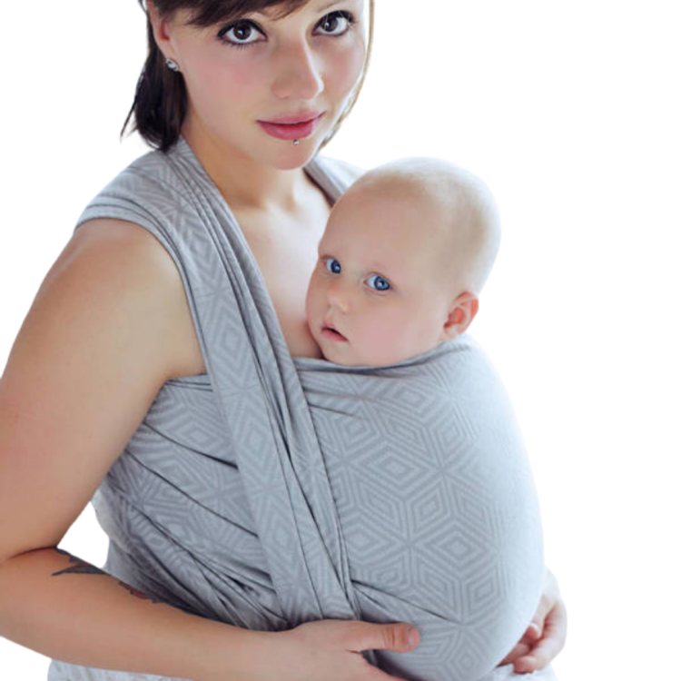 Little Frog szary cube - chusta tkana długa