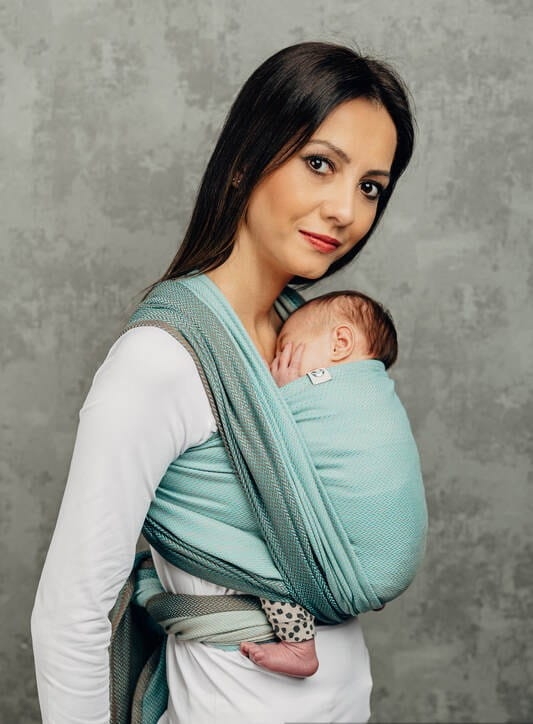 LennyLamb mała jodełka baby mint - chusta tkana długa