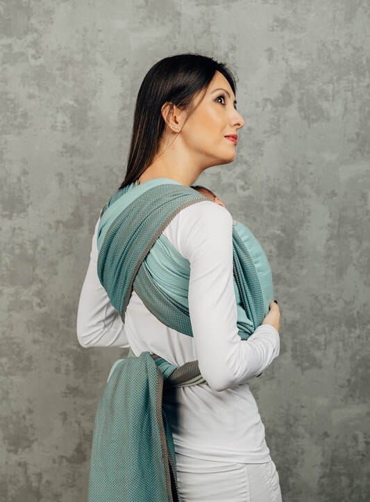 LennyLamb mała jodełka baby mint - chusta tkana długa