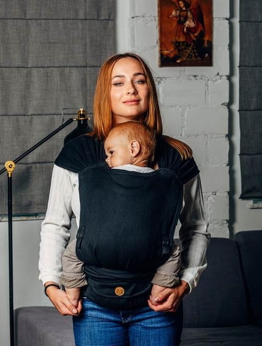 LennyLamb lennyhybrid mała jodełka czarny heban - nosidło hybrydowe regulowane