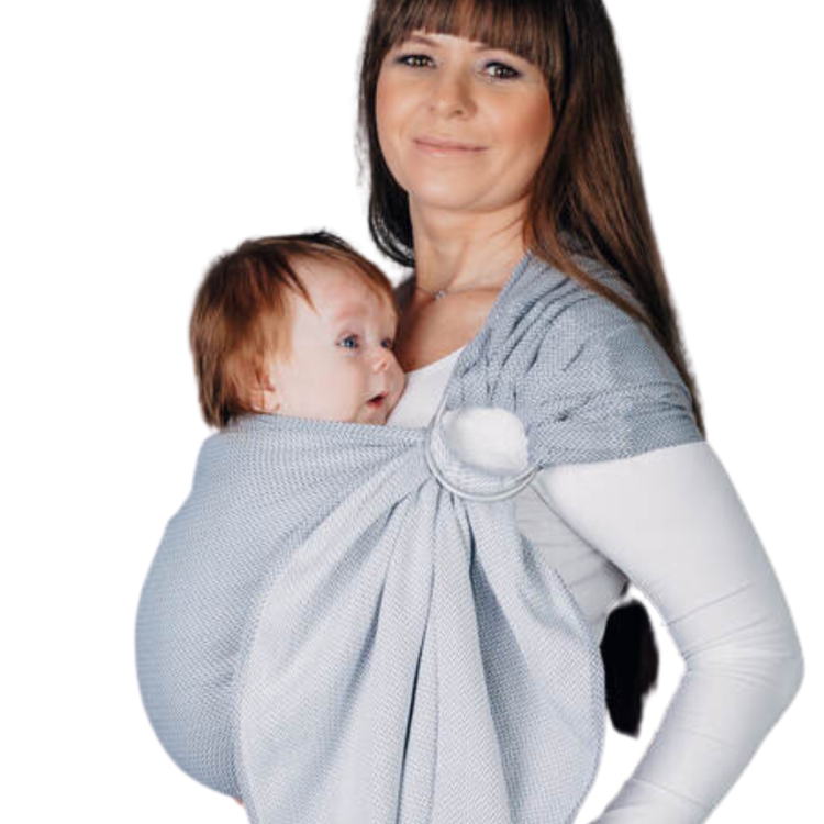 ennyLamb mała jodełka szara (1,8m) - chusta kółkowa