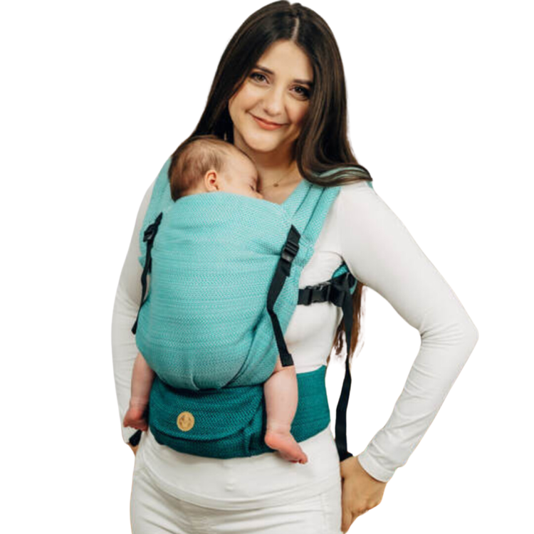 LennyLamb lennylight mała jodełka ombre zieleń - nosidło klamrowe regulowane
