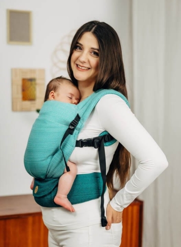 LennyLamb lennylight mała jodełka ombre zieleń - nosidło klamrowe regulowane