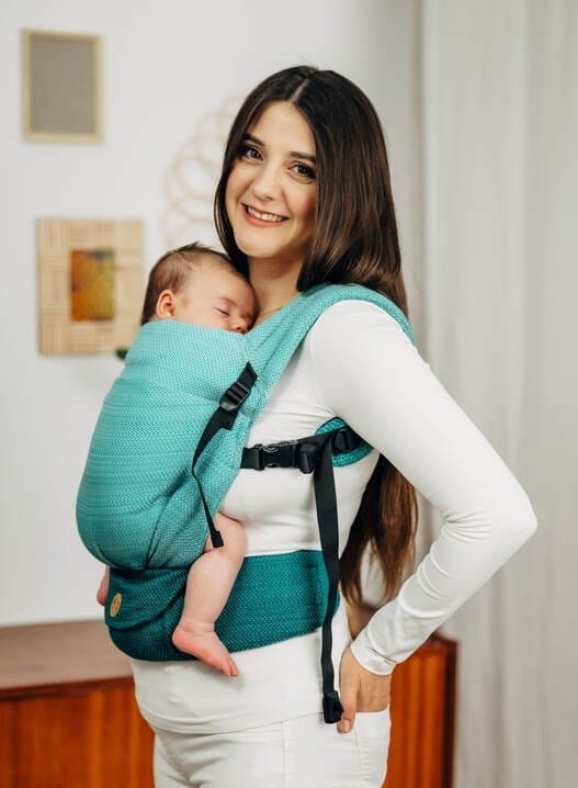 LennyLamb lennylight mała jodełka ombre zieleń - nosidło klamrowe regulowane