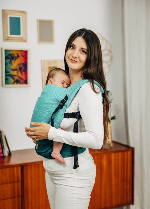 LennyLamb lennylight mała jodełka ombre zieleń - nosidło klamrowe regulowane