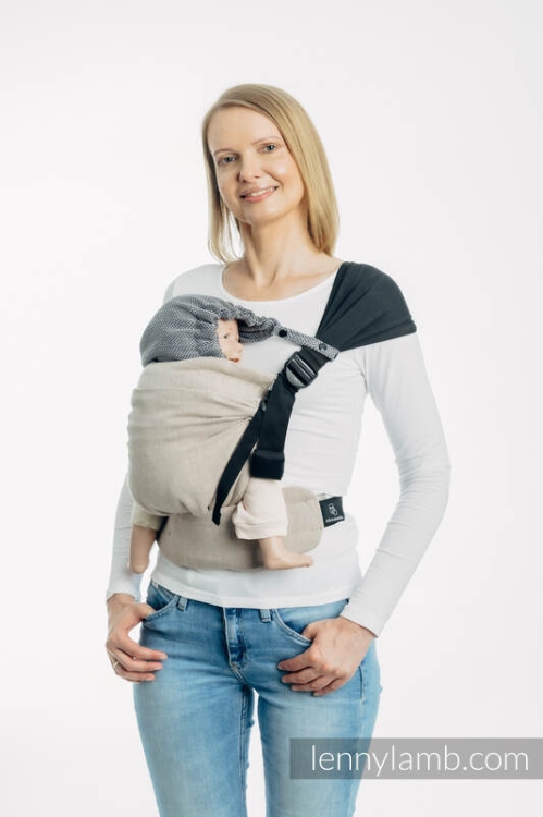 LennyLamb mała jodełka ombre szary - kapturek do nosidełka