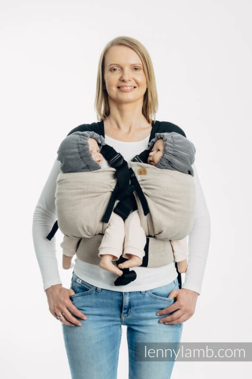 LennyLamb mała jodełka ombre szary - kapturek do nosidełka