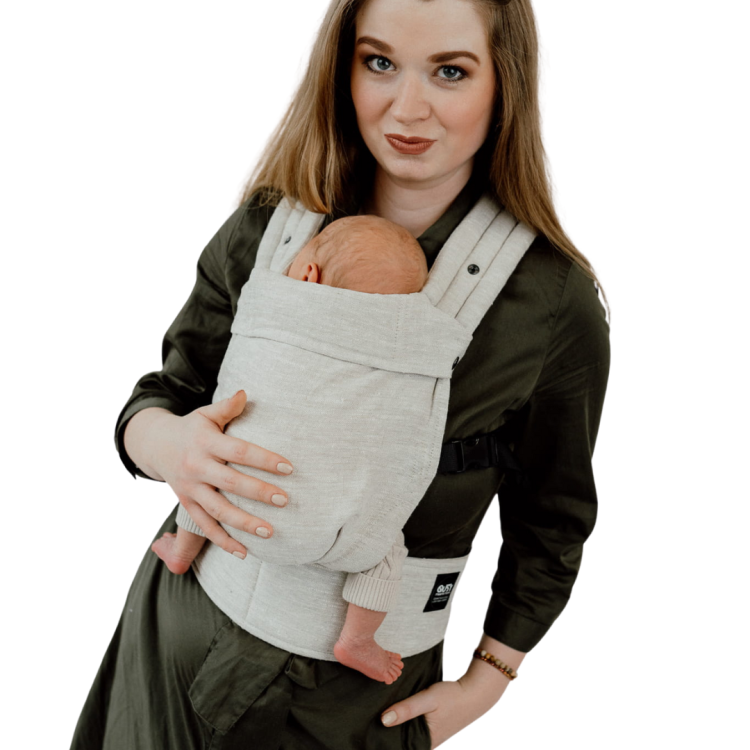 Qusy mini linen beige - nosidło klamrowe regulowane
