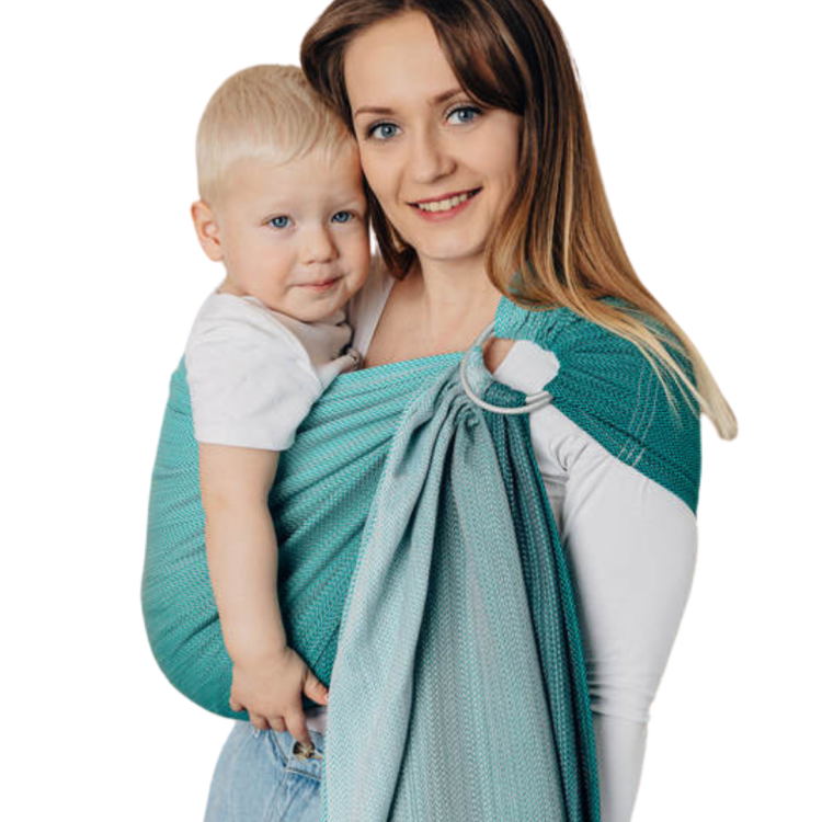 LennyLamb mała jodełka ombre zieleń - chusta kółkowa