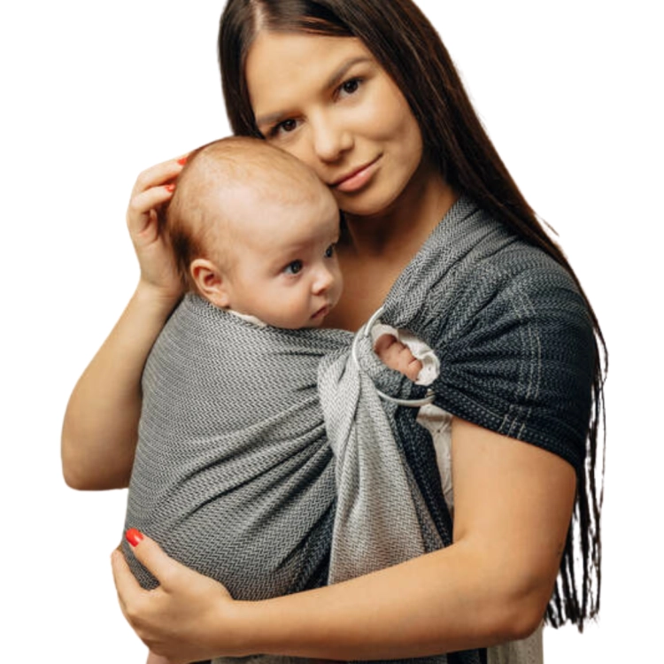 LennyLamb mała jodełka ombre szary - chusta kółkowa