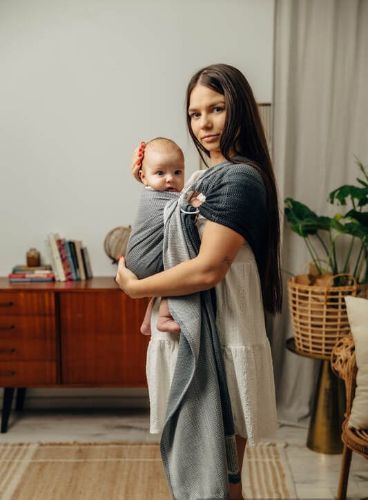 LennyLamb mała jodełka ombre szary - chusta kółkowa