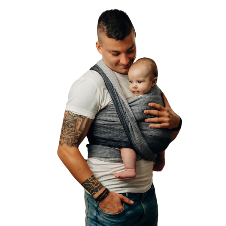 LennyLamb mała jodełka ombre szary - chusta długa tkana