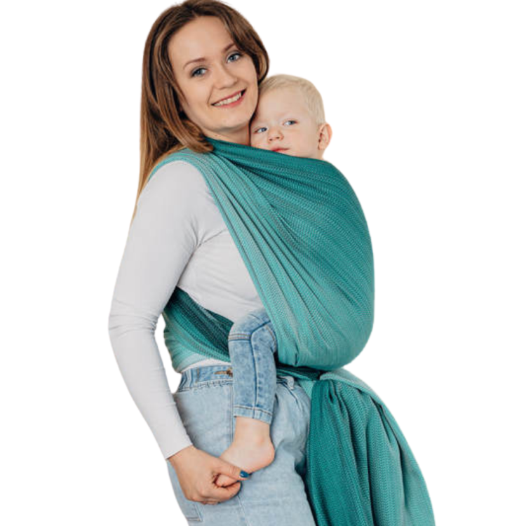 LennyLamb mała jodełka ombre zieleń - chusta długa tkana