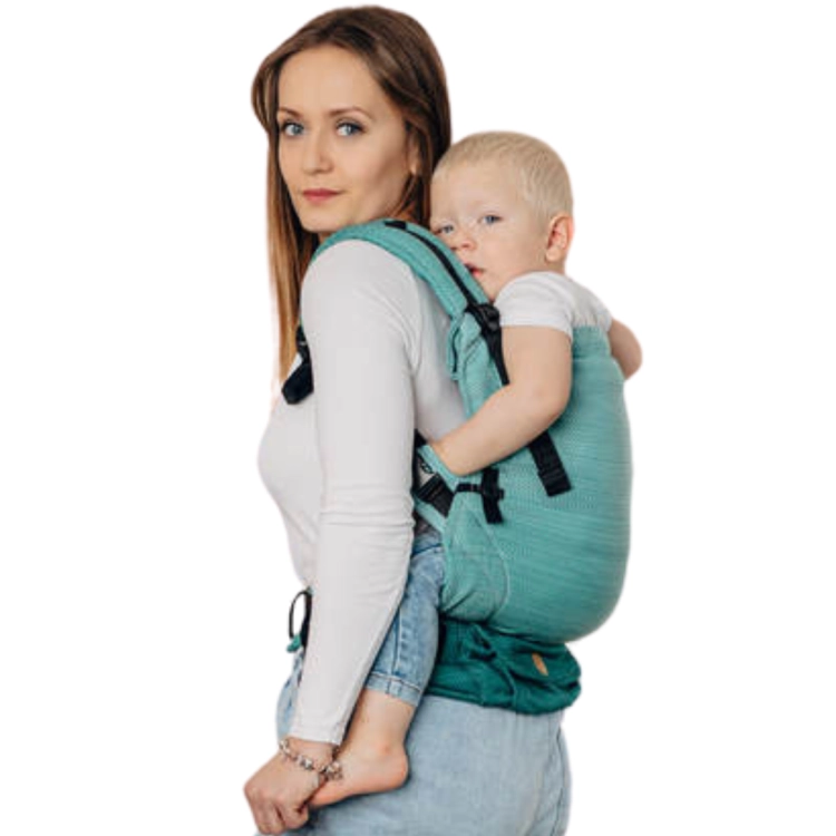 LennyLamb lennyupgrade mała jodełka ombre zieleń - nosidło klamrowe regulowane