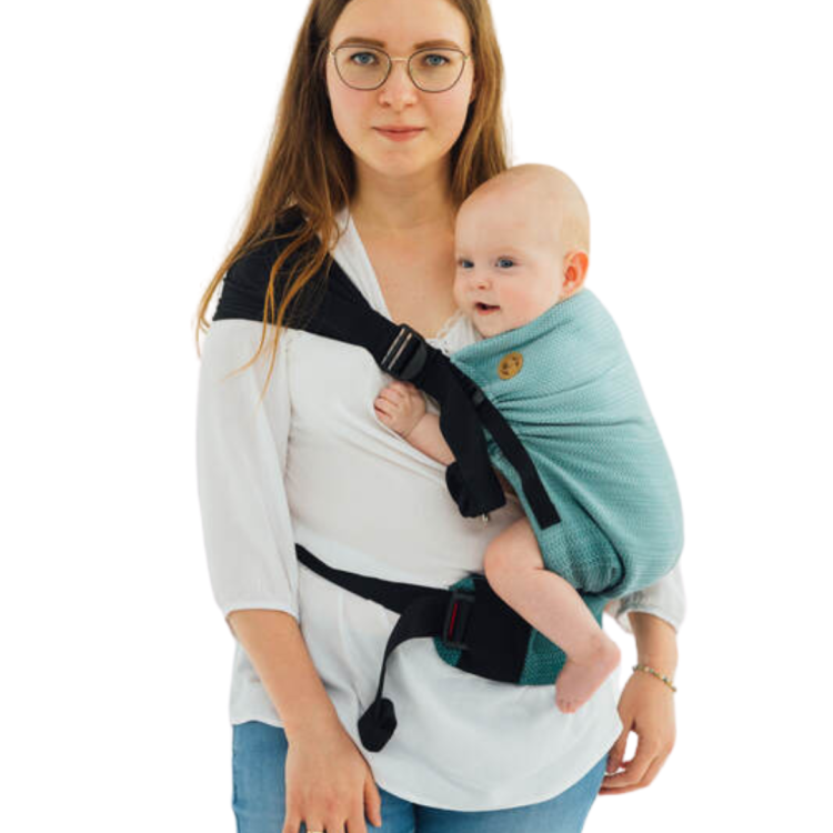 LennyLamb lennyhip mała jodełka ombre zieleń - nosidło biodrowe