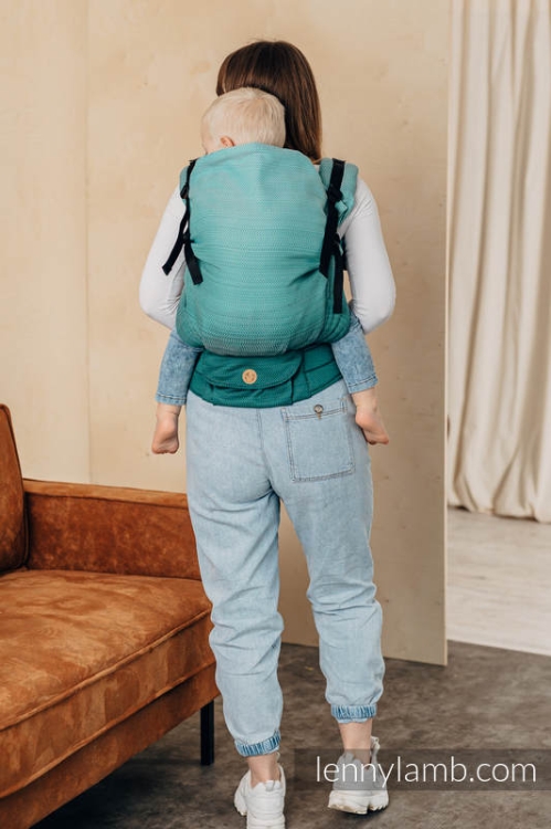 LennyLamb lennypreschool mała jodełka ombre zieleń - nosidło klamrowe regulowane