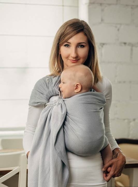 ennyLamb mała jodełka szara (1,8m) - chusta kółkowa