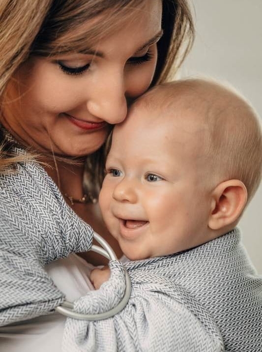 ennyLamb mała jodełka szara (1,8m) - chusta kółkowa