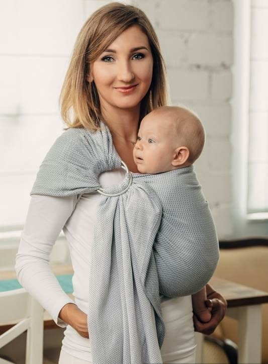 ennyLamb mała jodełka szara (1,8m) - chusta kółkowa