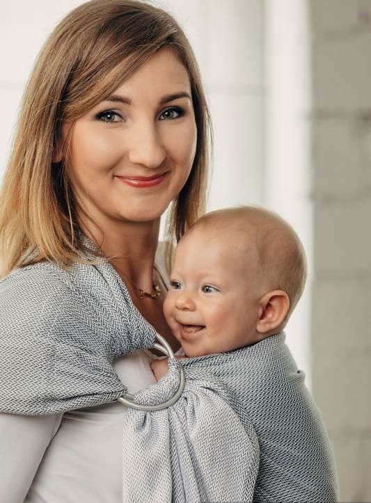 ennyLamb mała jodełka szara (1,8m) - chusta kółkowa