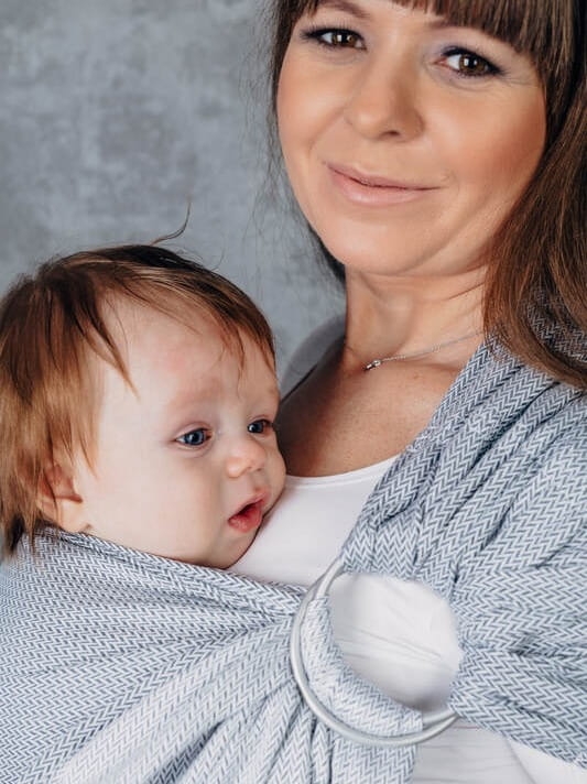 lennyLamb mała jodełka szara (1,8m) - chusta kółkowa