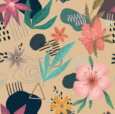 Mabibi kwiaty beżowe z wełną merino - buciki ocieplane niechodki