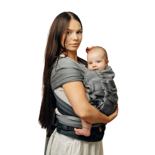 LennyLamb lennyhybrid mała jodełka ombre szary - nosidło hybrydowe regulowane