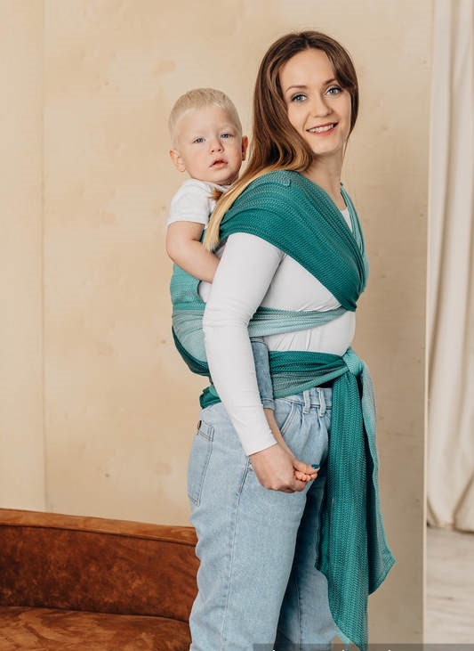 LennyLamb lennyhybrid mała jodełka ombre zieleń - nosidło hybrydowe regulowane
