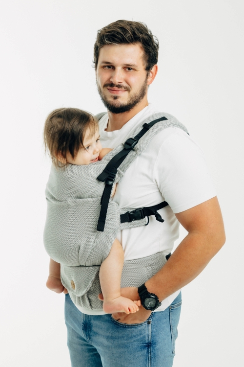 LennyLamb lennyupgrade PRO mała jodełka szara - nosidło klamrowe regulowane