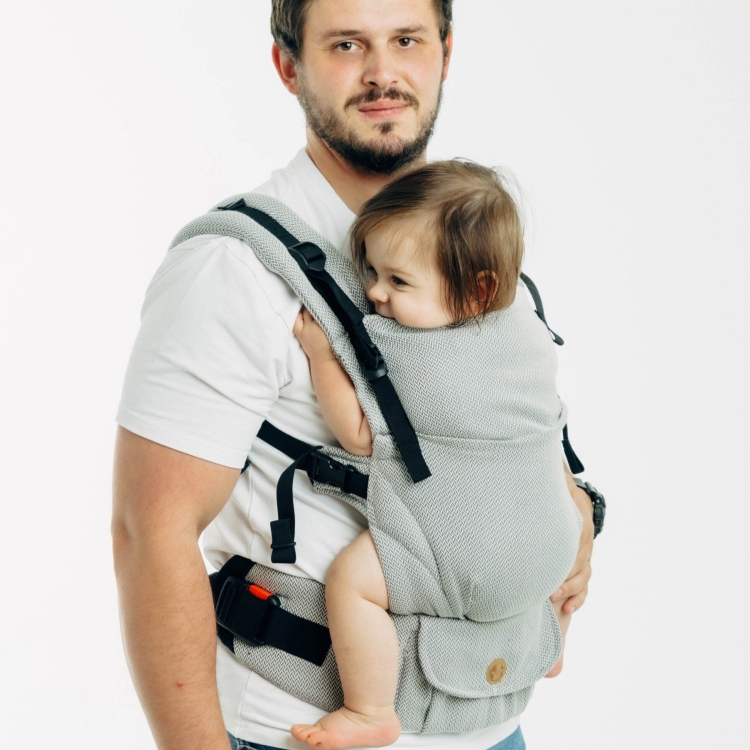 LennyLamb lennyupgrade PRO mała jodełka szara - nosidło klamrowe regulowane
