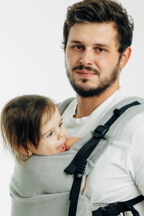 LennyLamb lennyupgrade PRO mała jodełka szara - nosidło klamrowe regulowane