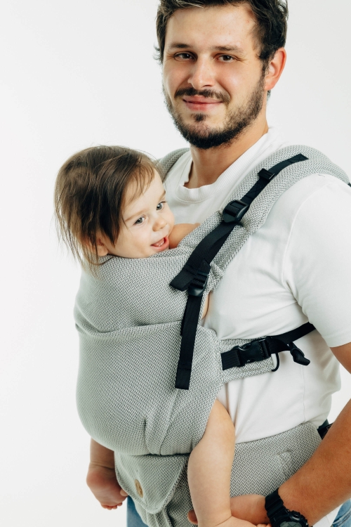 LennyLamb lennyupgrade PRO mała jodełka szara - nosidło klamrowe regulowane