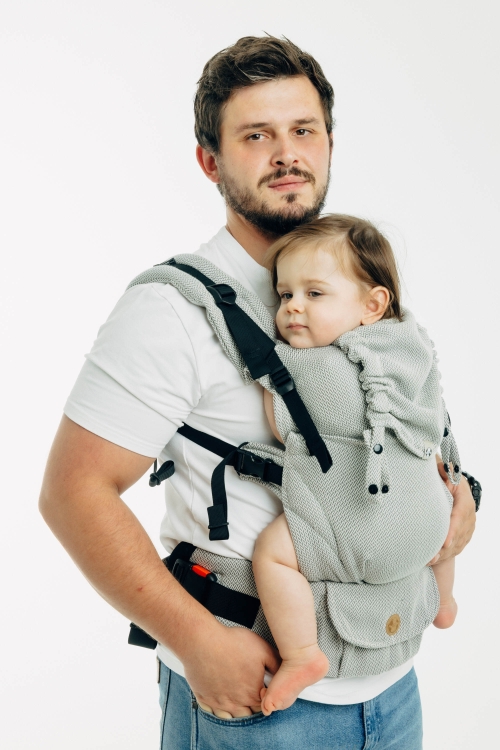 LennyLamb lennyupgrade PRO mała jodełka szara - nosidło klamrowe regulowane