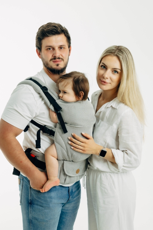 LennyLamb lennyupgrade PRO mała jodełka szara - nosidło klamrowe regulowane