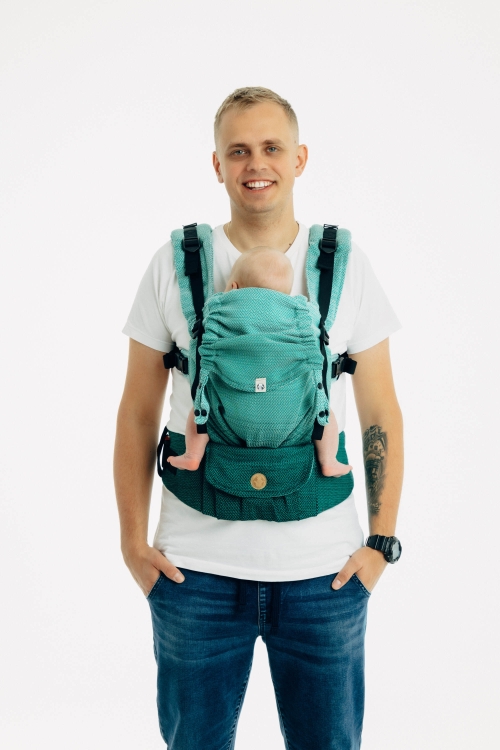 LennyLamb lennyupgrade PRO mała jodełka ombre zieleń - nosidło klamrowe regulowane