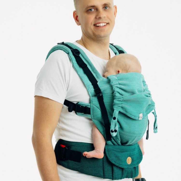 LennyLamb lennyupgrade PRO mała jodełka ombre zieleń - nosidło klamrowe regulowane