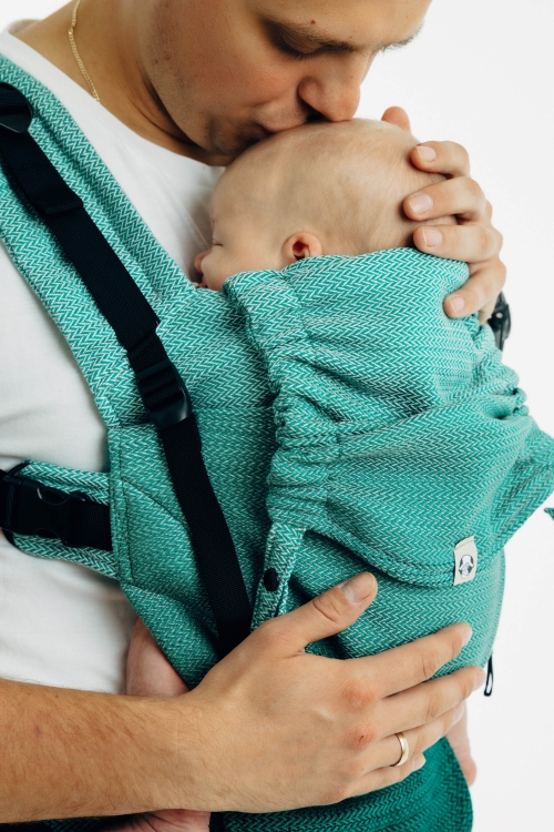 LennyLamb lennyupgrade PRO mała jodełka ombre zieleń - nosidło klamrowe regulowane
