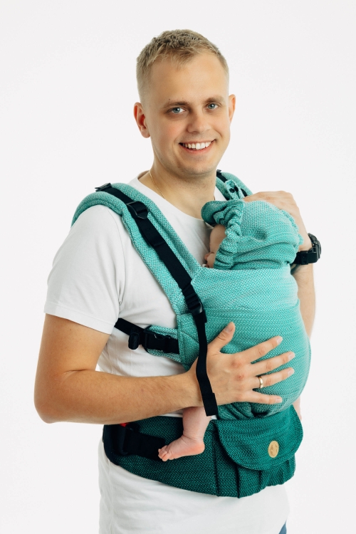 LennyLamb lennyupgrade PRO mała jodełka ombre zieleń - nosidło klamrowe regulowane