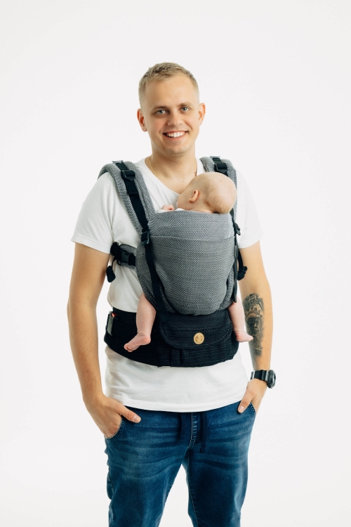 LennyLamb lennyupgrade PRO mała jodełka ombre szary- nosidło klamrowe regulowane