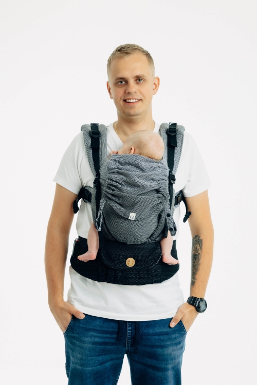 LennyLamb lennyupgrade PRO mała jodełka ombre szary- nosidło klamrowe regulowane
