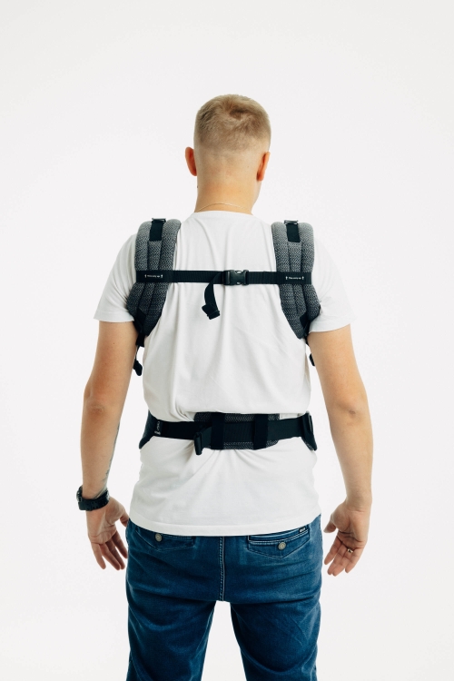 LennyLamb lennyupgrade PRO mała jodełka ombre szary- nosidło klamrowe regulowane