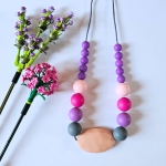 Naszyjnik silikonowy do gryzienia i terapii sensorycznej - brzoskwinia i róż