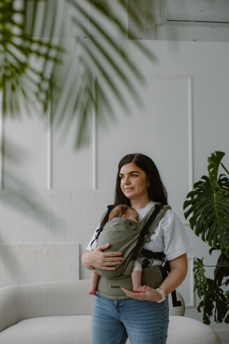 Kavka multi-age PRO herb linen - nosidło klamrowe regulowane