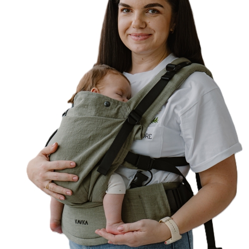 Kavka multi-age PRO herb linen - nosidło klamrowe regulowane